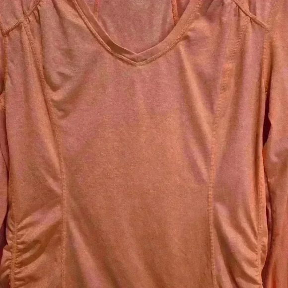 Tangerine Orange Ruched Long Sleeve Running Shirt Top Size M Activewear - Picture 3 of 13